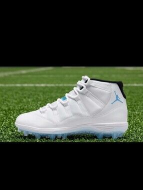 Nike Air Jordan 11 Retro Mid TD Football Cleat White Blue HM7324-104 Men sz 10.5